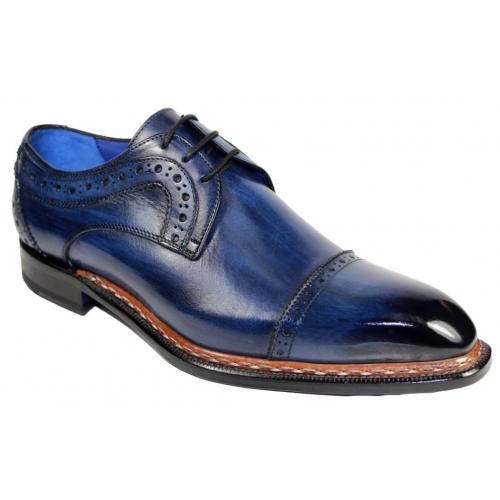 Emilio Franco "Dino" Navy Genuine Calfskin Cap Toe Oxford Shoes.
